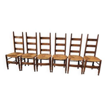 Serie de 6 chaises paillees