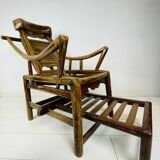 Antique chinese handcrafted bamboo lounge chair, 1900