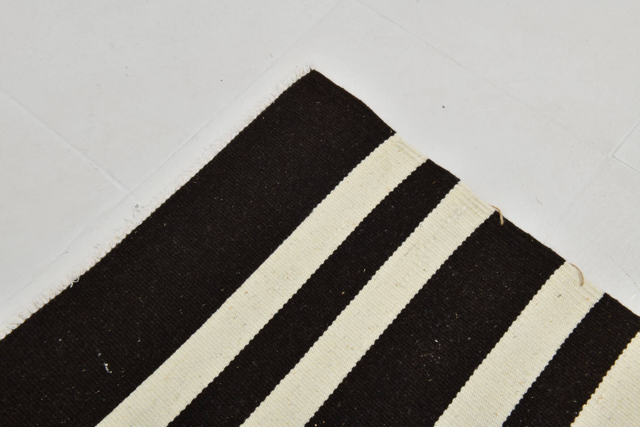 Black Beige Modernist Vintage Kilim Rug, 240x392Cm
