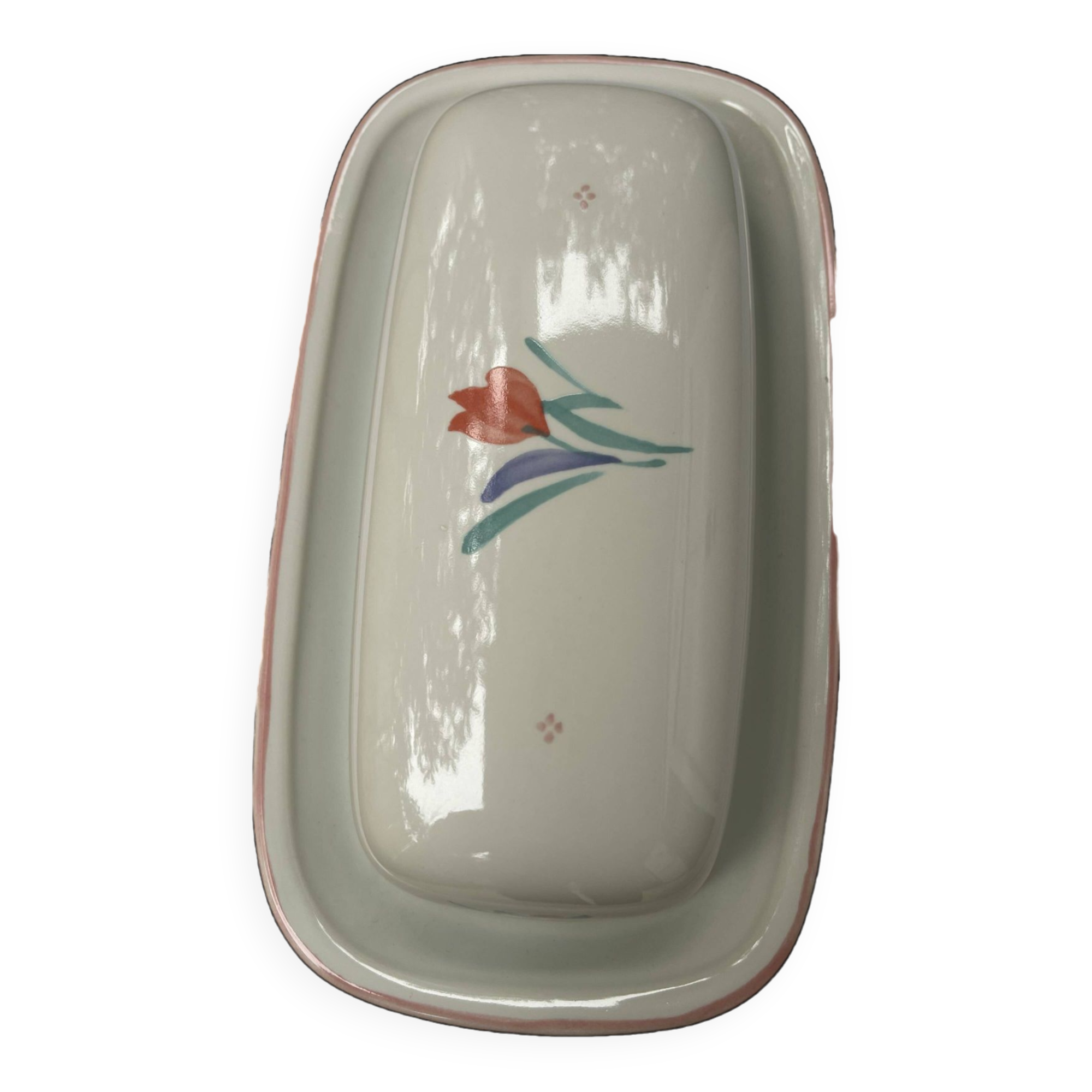 Vintage ceramic butter dish with lid.
