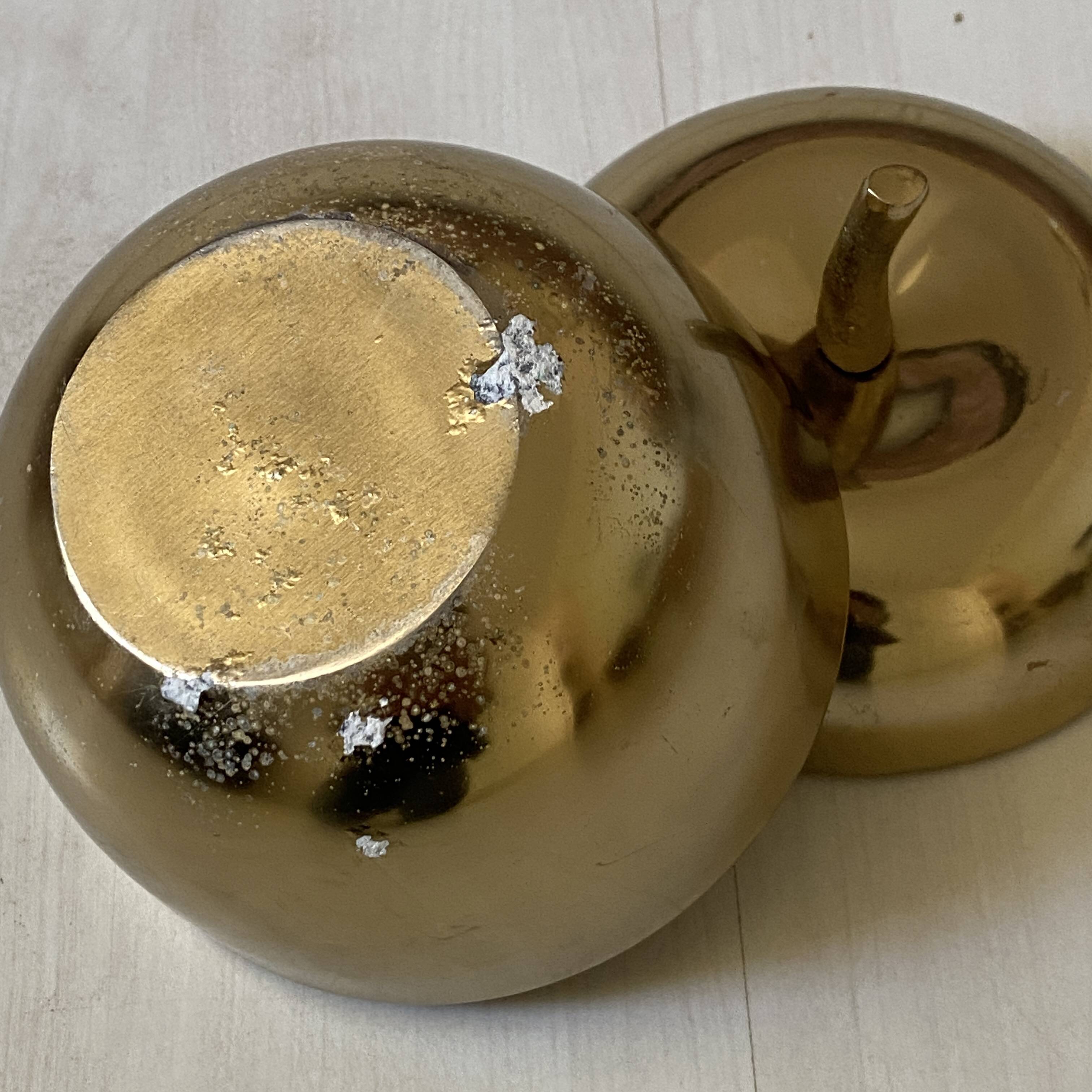 Vintage 1970s golden metal apple-shaped box