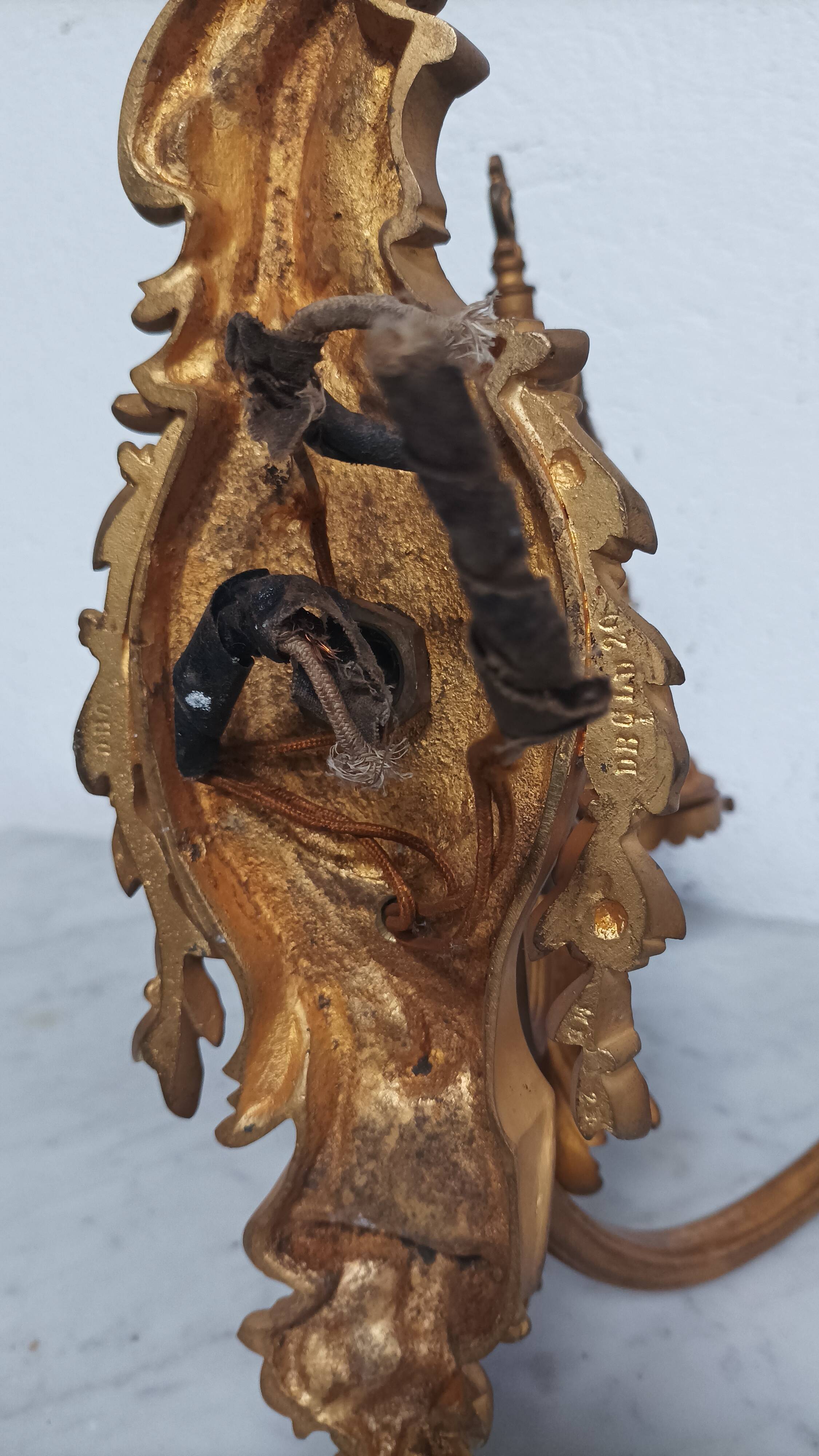 Pair of large Napoleon III bronze wall lights