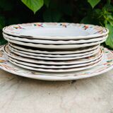 Plat et assiettes art deco, Longwy - décor Maurice