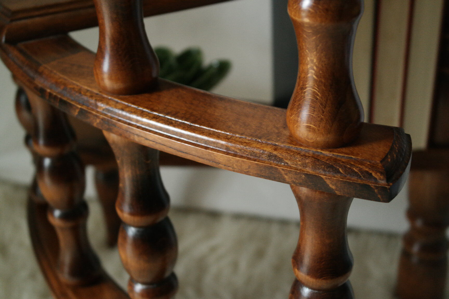 Vintage Beech Library Staircase Shelf