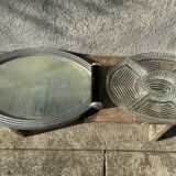 Antique mirrored tray for aperitif, old aperitif server