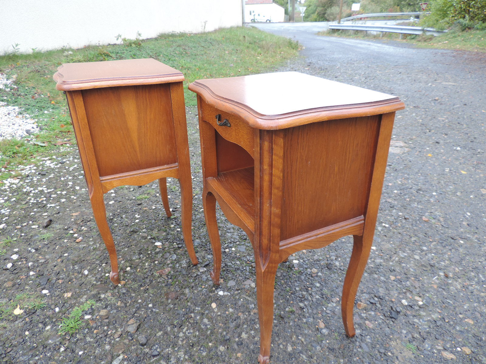 Pair of vintage oak bedside tables