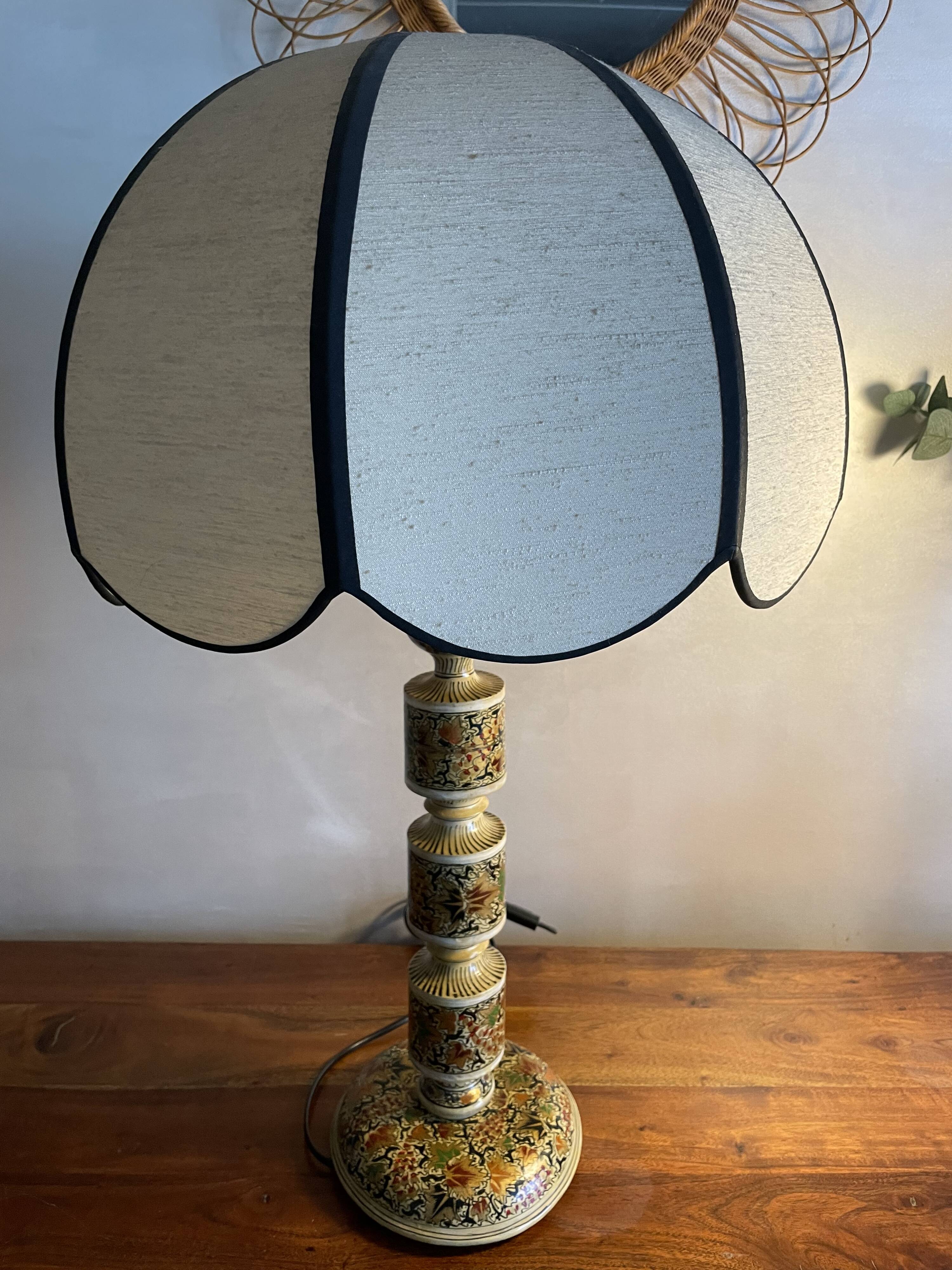 Large painted wooden lamp
