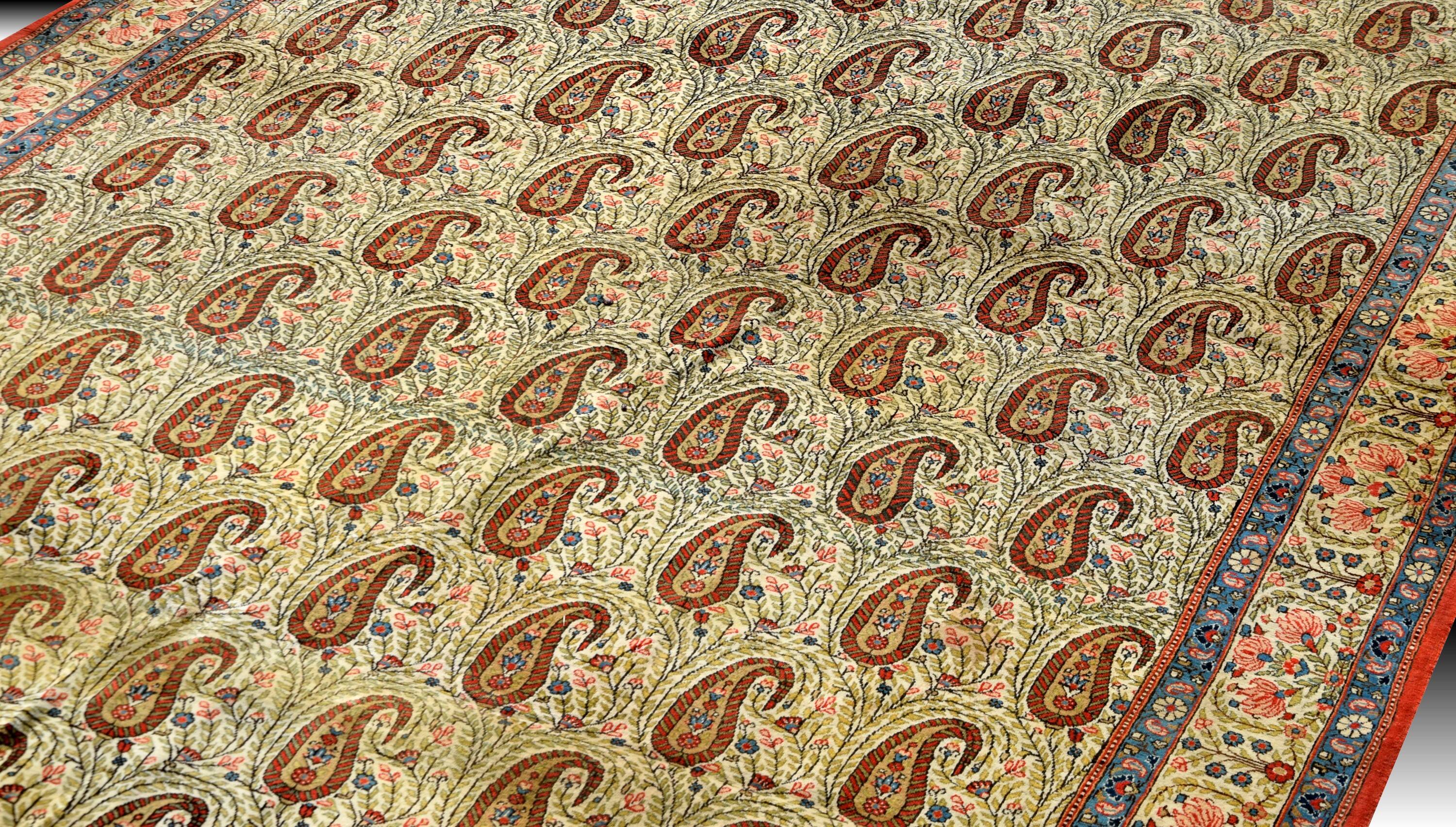 Large Oriental Rug Iran Ghoum, 4.07 x 2.45 M - Kurk Wool, Hand Knotted,