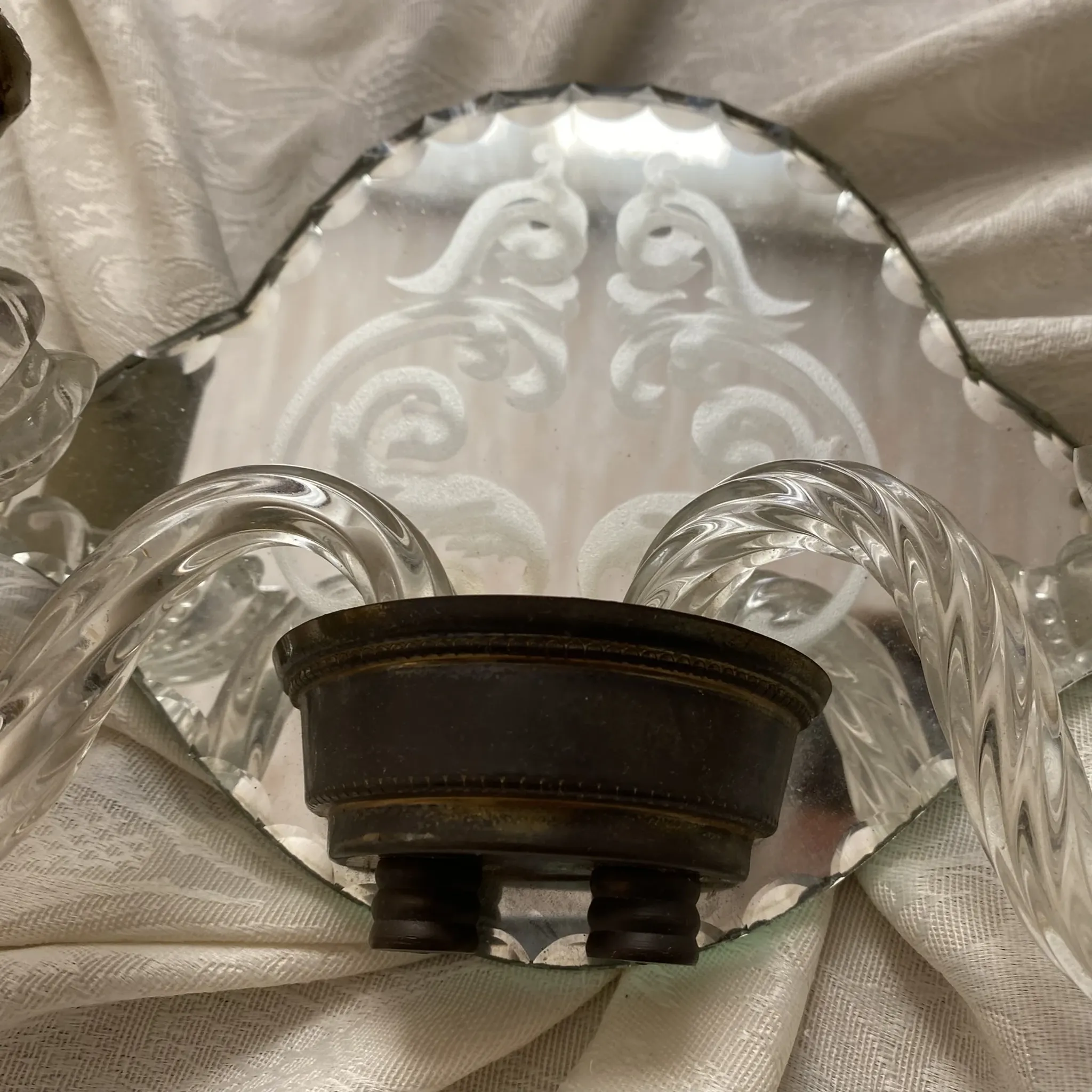Applique italienne double en verre  et miroir, années 50