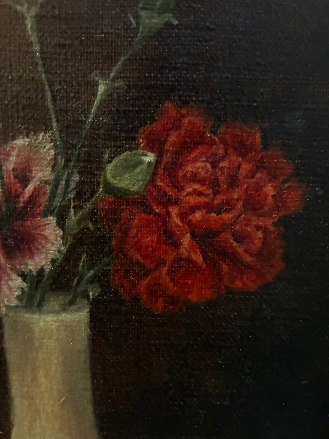 Still life with carnations, 20th century, signed