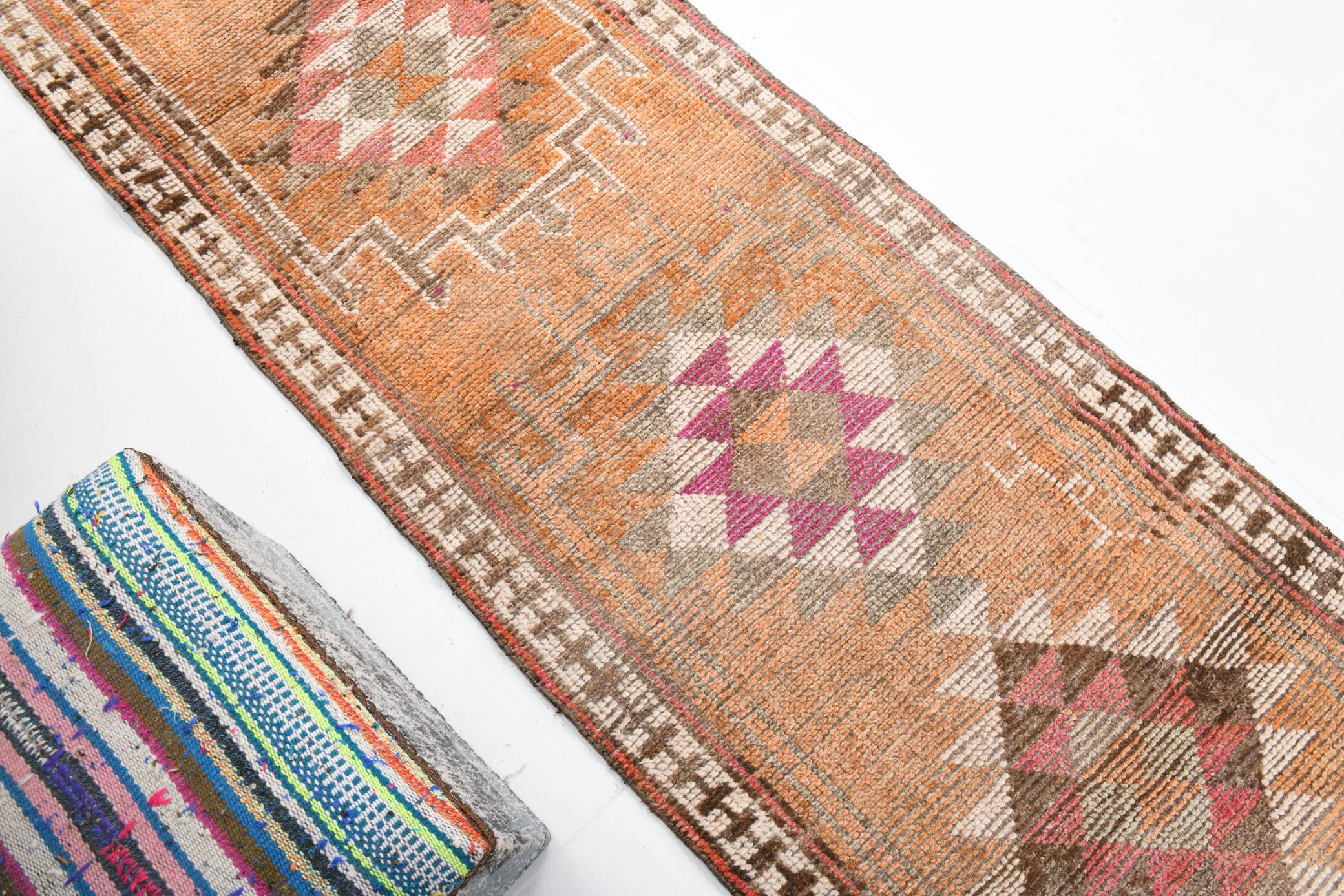 3x13 Orange Beige Vintage Runner Rug, 78x404Cm SK 6391