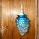 vintage blue glass grape pendant light * frosted ombre glass * mid-century