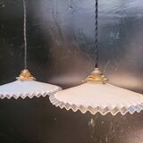 Pair of opaline pendant lights