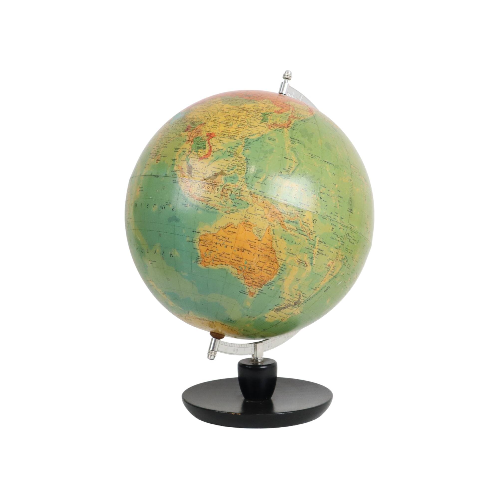 Vintage Globe Oak Basic Political Globe Hermann Haack 1970s