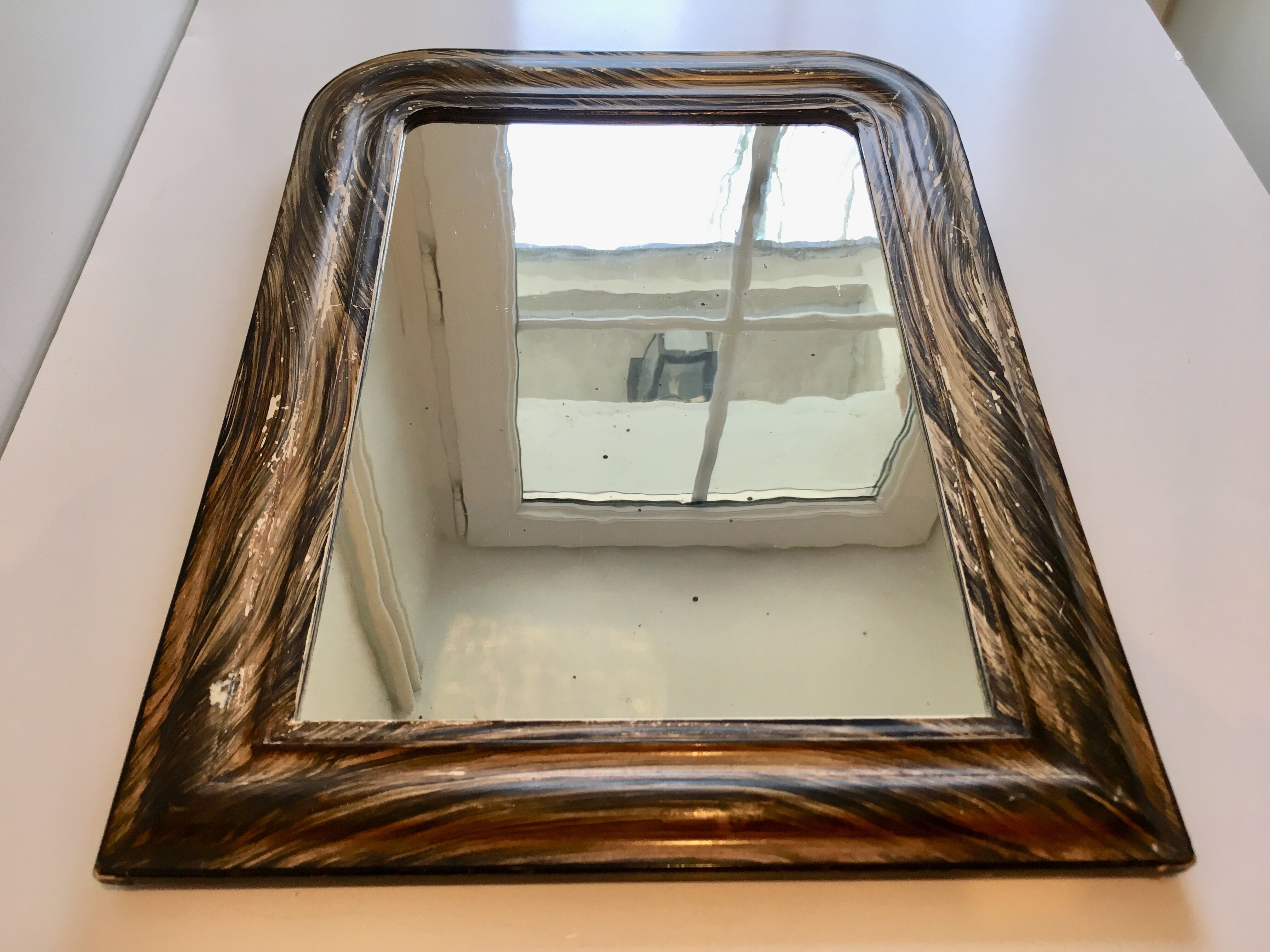 Blackened wood mirror patina effect 50x38cm