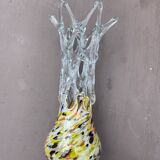 Plychrome openwork spun blown glass vase