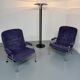 Paire de fauteuils lounge roulette design scandinave Bruno Mathsson