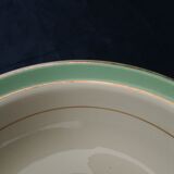 Hollow round dish in half badonviller porcelain with green marli diam 28 cm