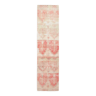 3x12 Red Beige Turkish Vintage Runner Rug,92x371Cm