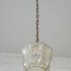 Vintage copper pendant light / amber glass and rustic chain hanging lamp