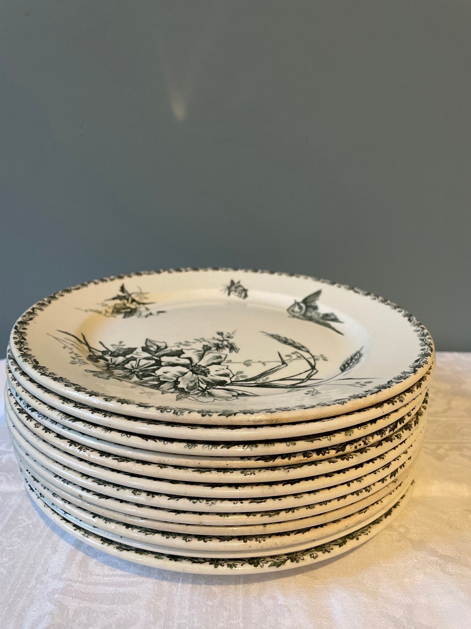 Set of 12 Terre de Fer dessert plates Grand Dépôt E.Bourgeois