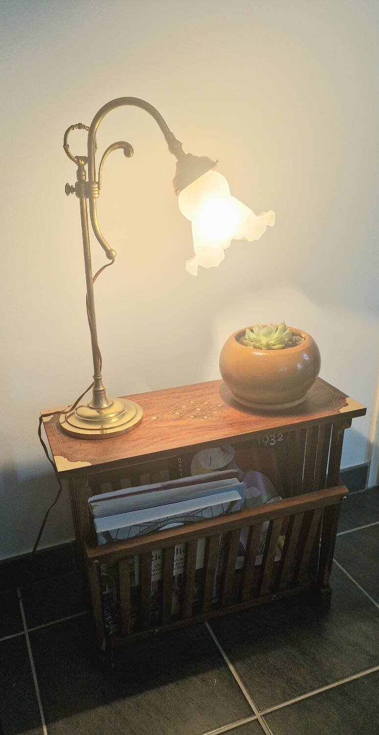 Rosewood and brass magazine stand table