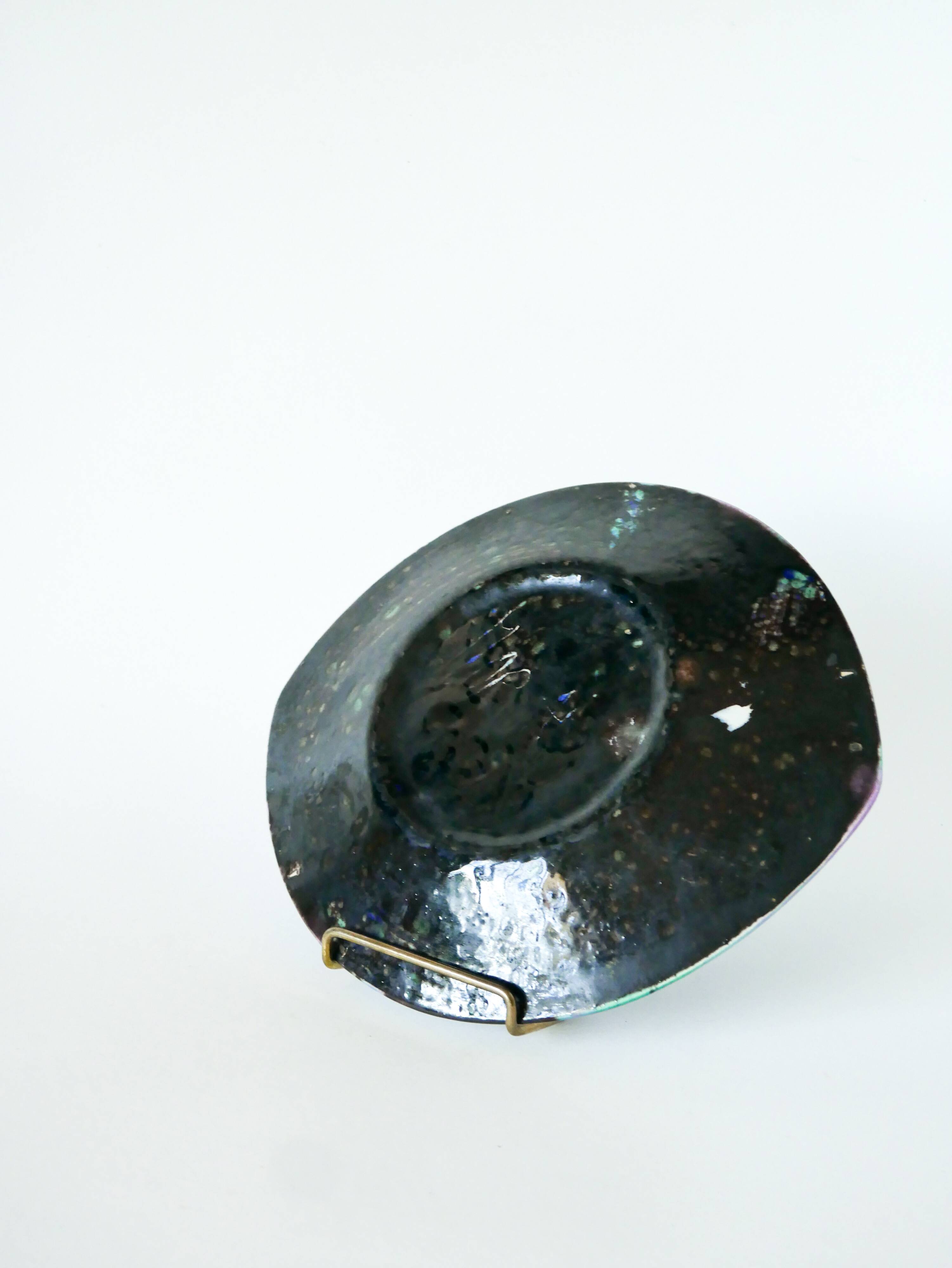 Ceramic serving plate, Violet & Blue glazes, Verno stoneware