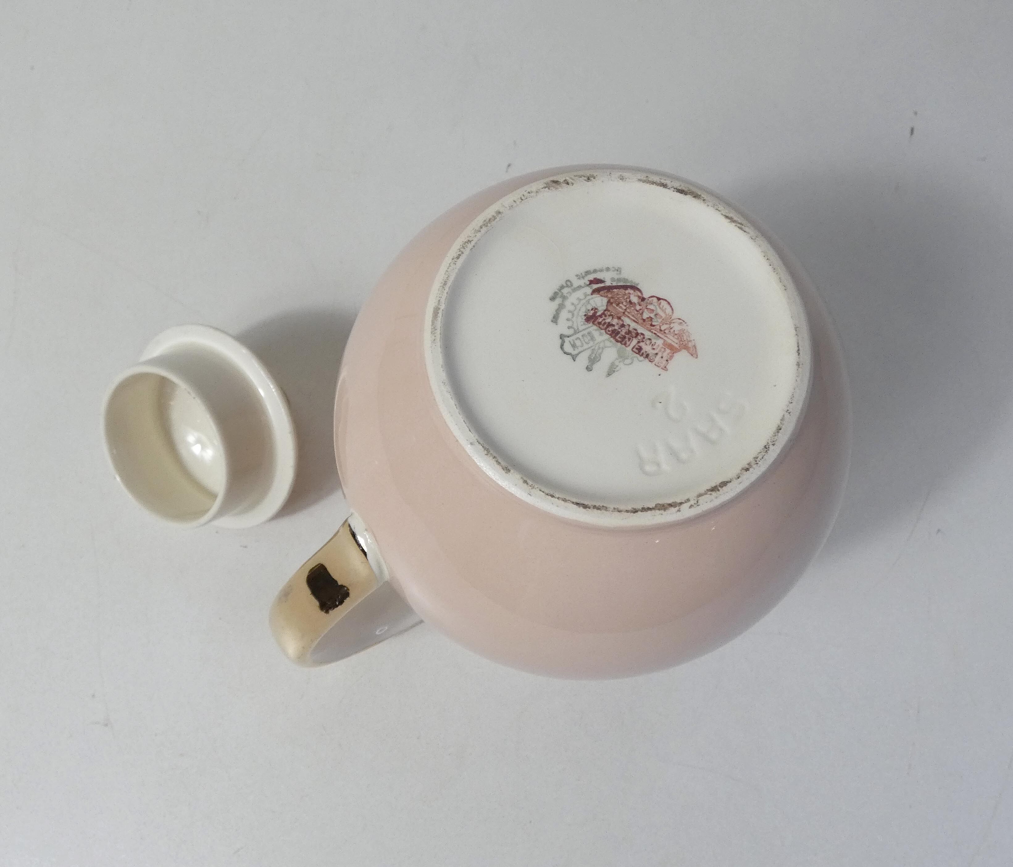Villeroy & Boch teapot pink and gold signed Lucien Engel