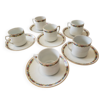 Set of 6 porcelain coffee cups