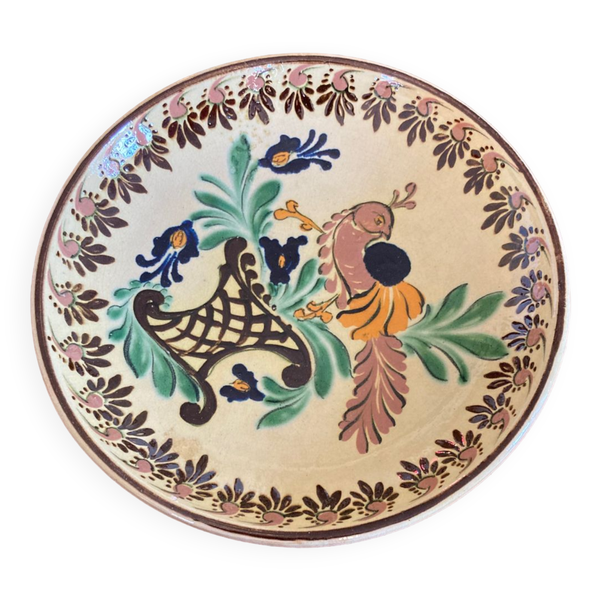 Alsatian artisanal ceramic dish diam 30 cm Soufflenheim H Siegfried