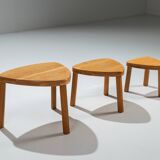 Set of three solid oak nesting tables