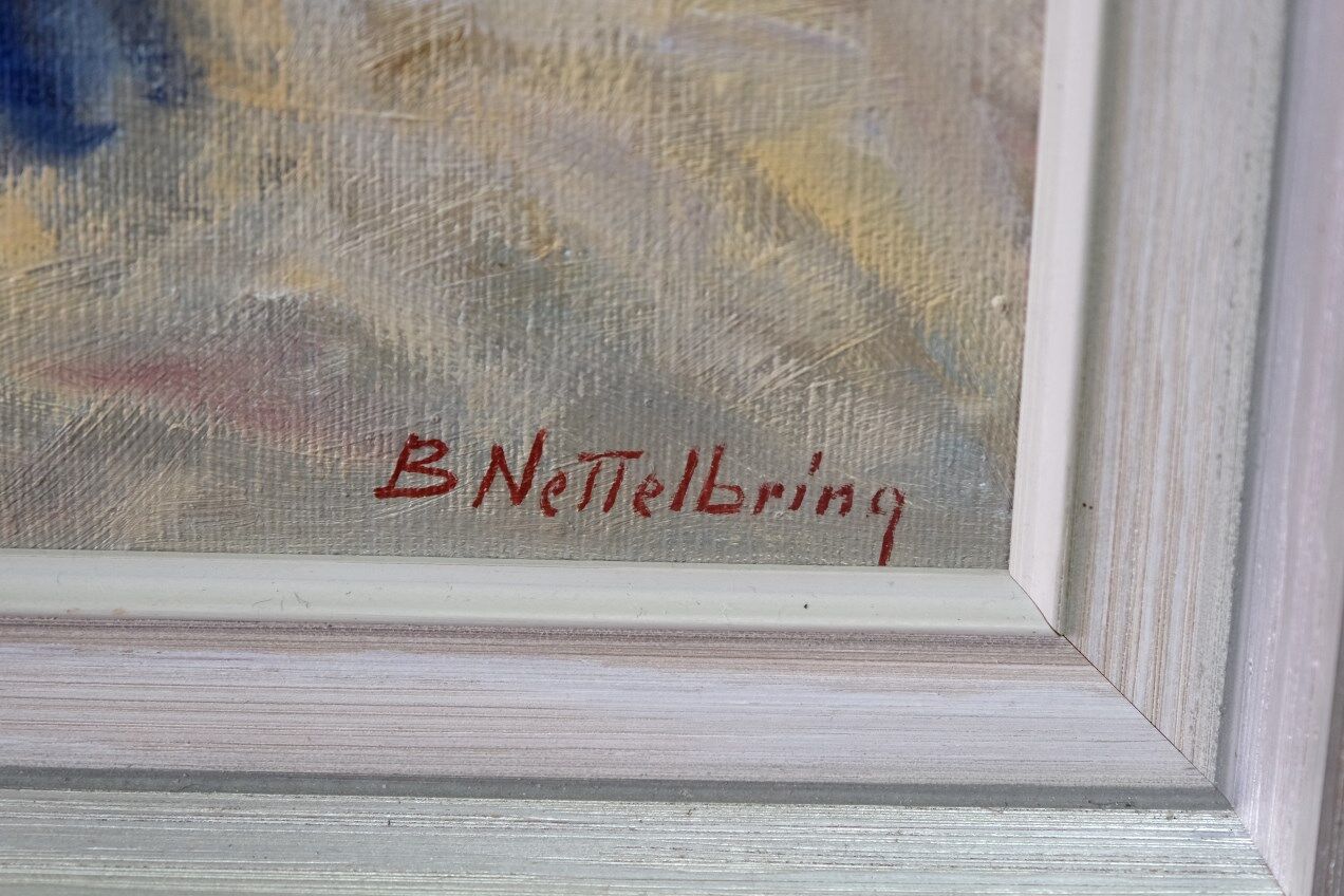 Swedish modern painting, 1970s Börje Nettelbring (1913-1986). oil on canvas. framed.