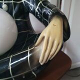 Large vintage Pierrot bedside lamp or table lamp from the 50s/60s 1950s with black tiles