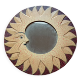 Miroir soleil en bois jaune & marron