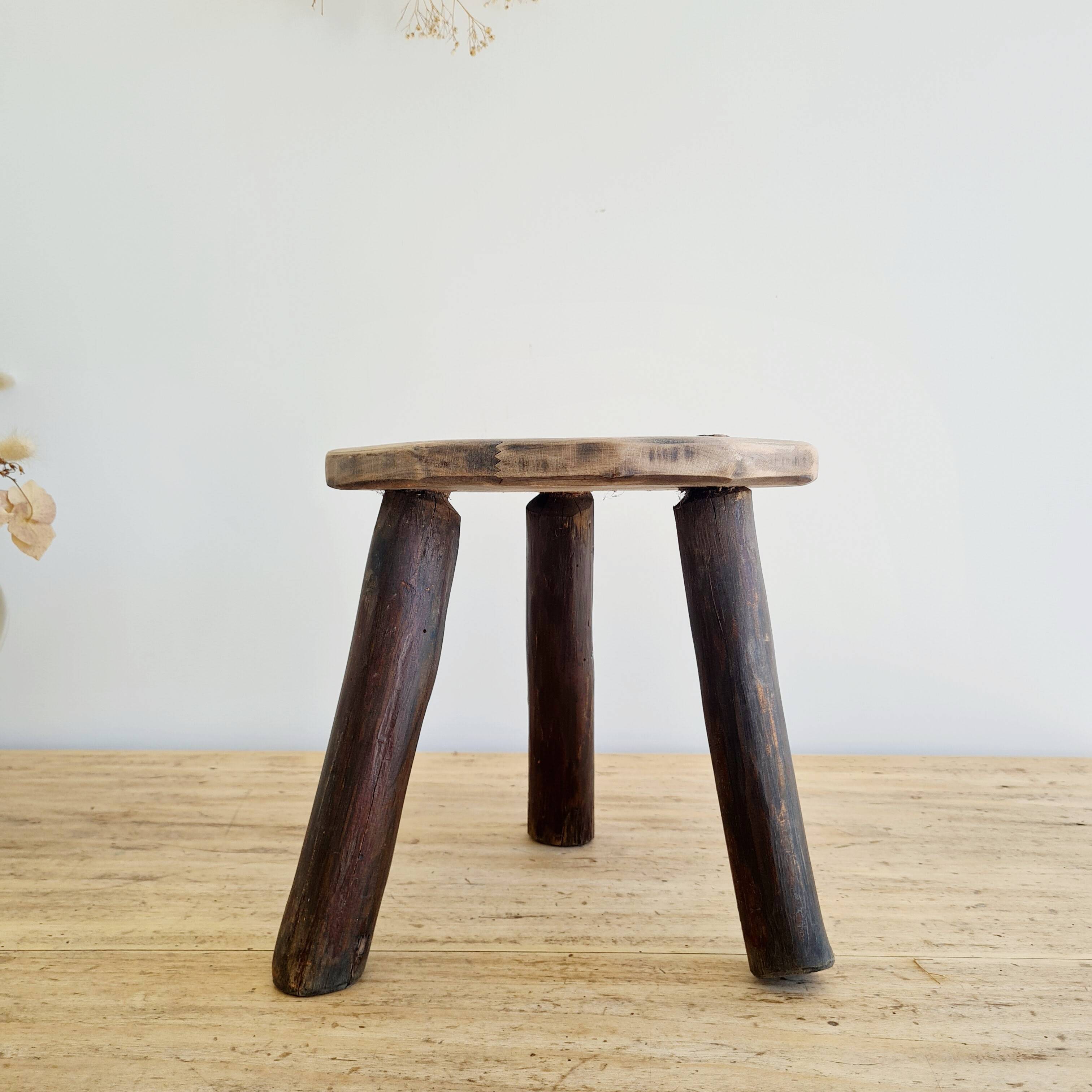 Small tripod stool - wooden tripod plant stand