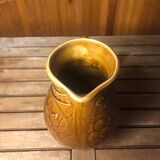 Old sarreguemines pitcher brown ceramic vintage vines decor #a430
