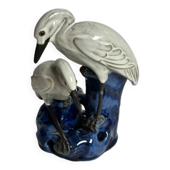 China, vase with herons in enameled stoneware early 20th century