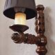 Pair of 60s Brutalist wall lights in varnished wood