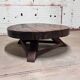 Vintage round oak coffee table, brutalist wabi-sabi, 1950s.