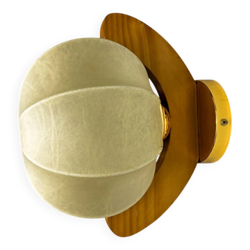 Italian cocoon wall lamp, resin and pine, circa 1970s