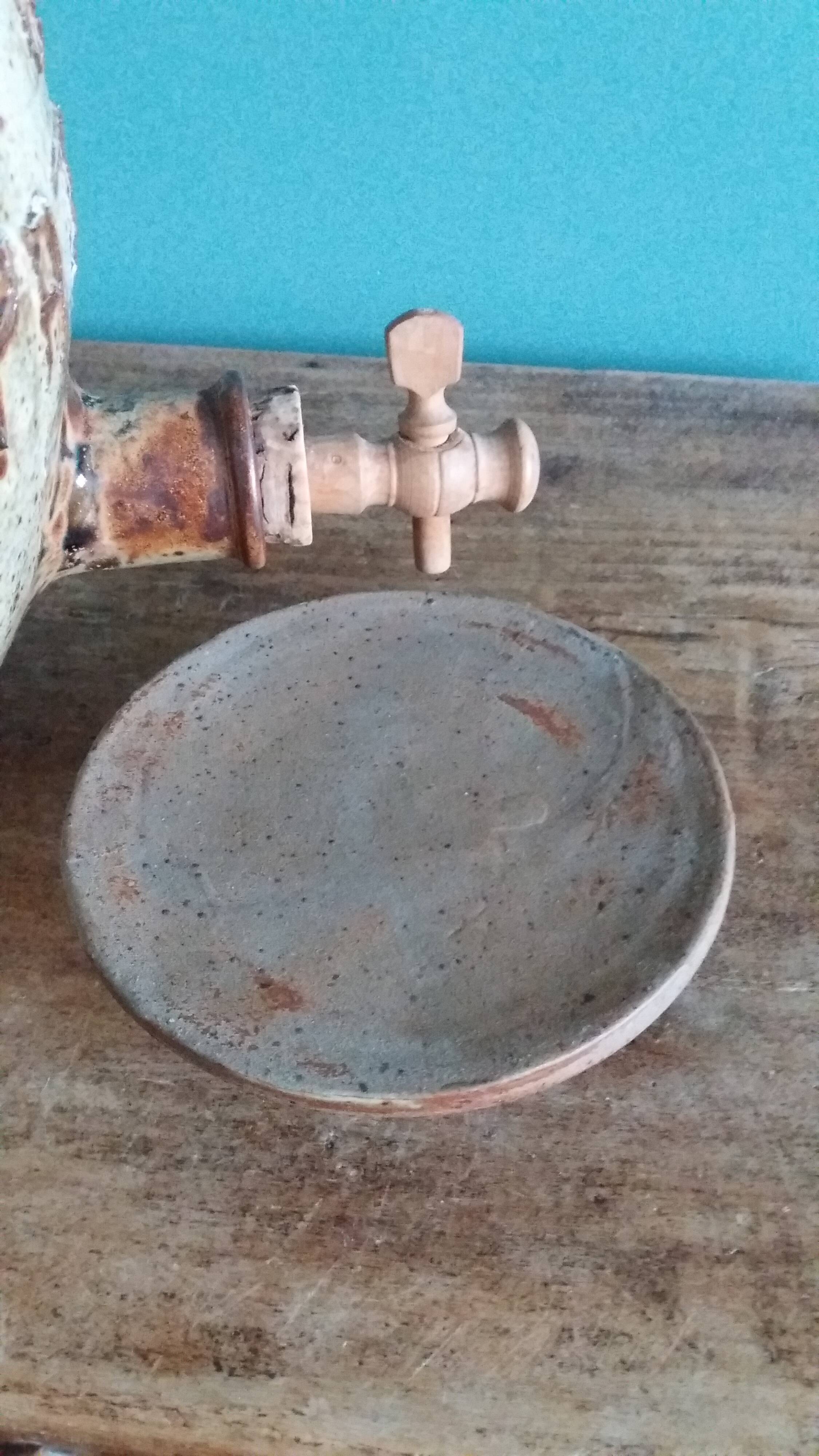 Vinaigrier pot alcohol jar signed Jean-Pierre Prud’homme stoneware from Puisaye