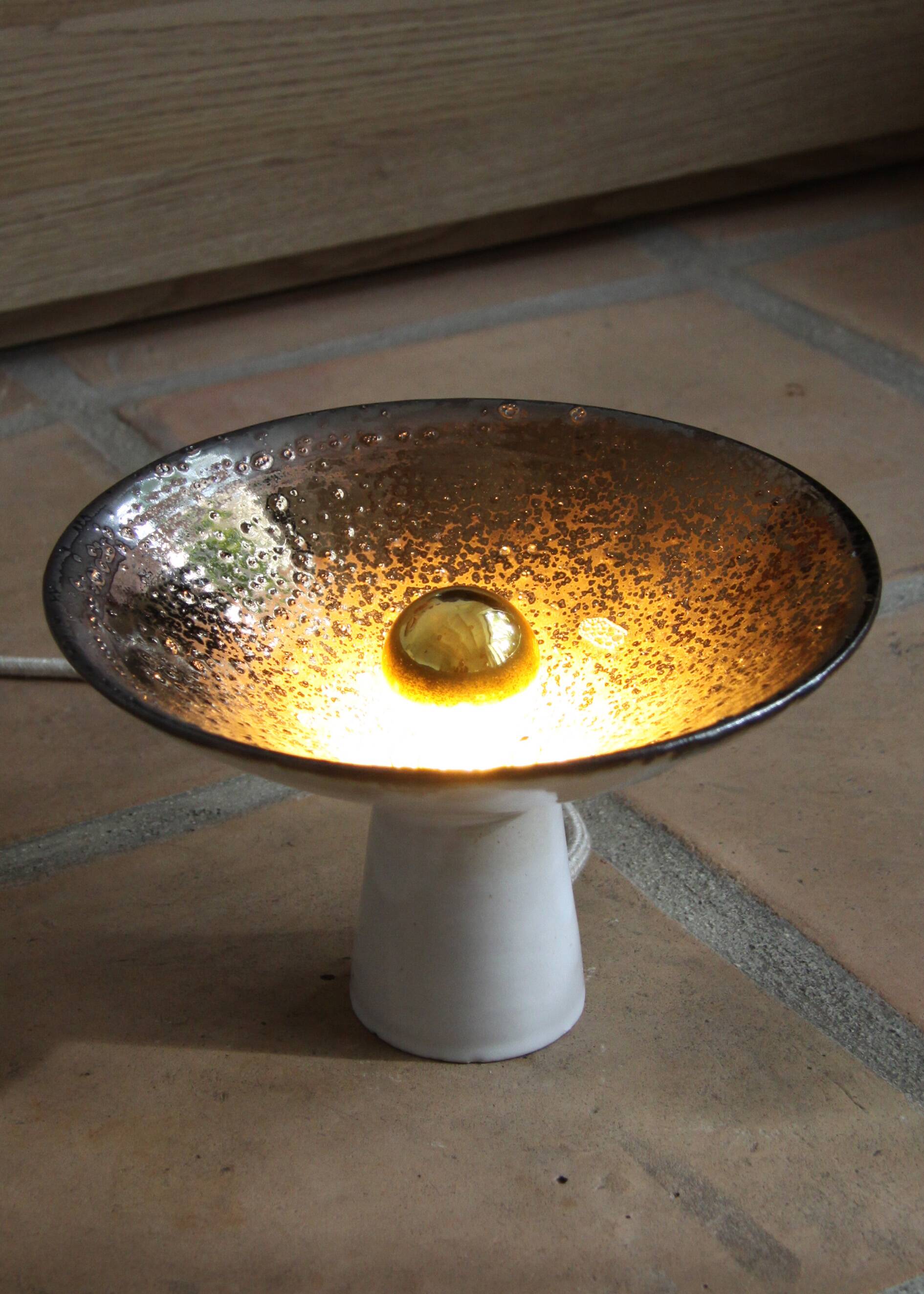 Unique piece flared lamp in stoneware