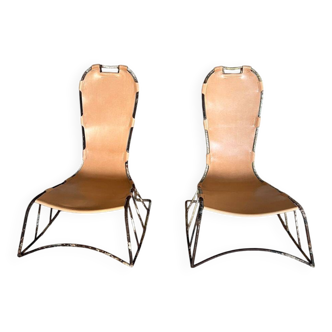 Italian saddle-stitched rocking chairs