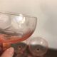 Champagne glass in pink glass with floral engraving