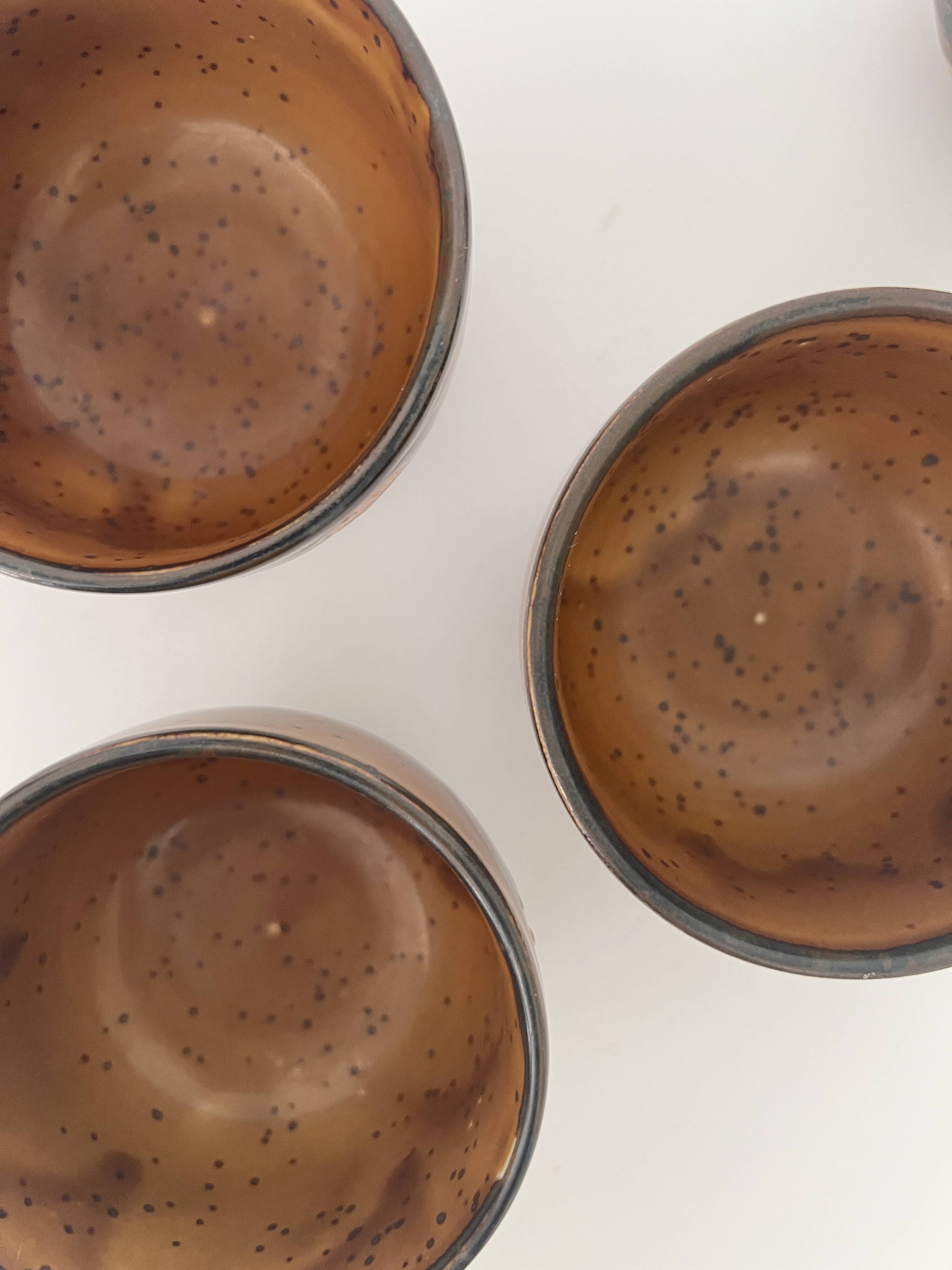 Set of 4 ceramic cups, Japanese pottery, circa 1960/70