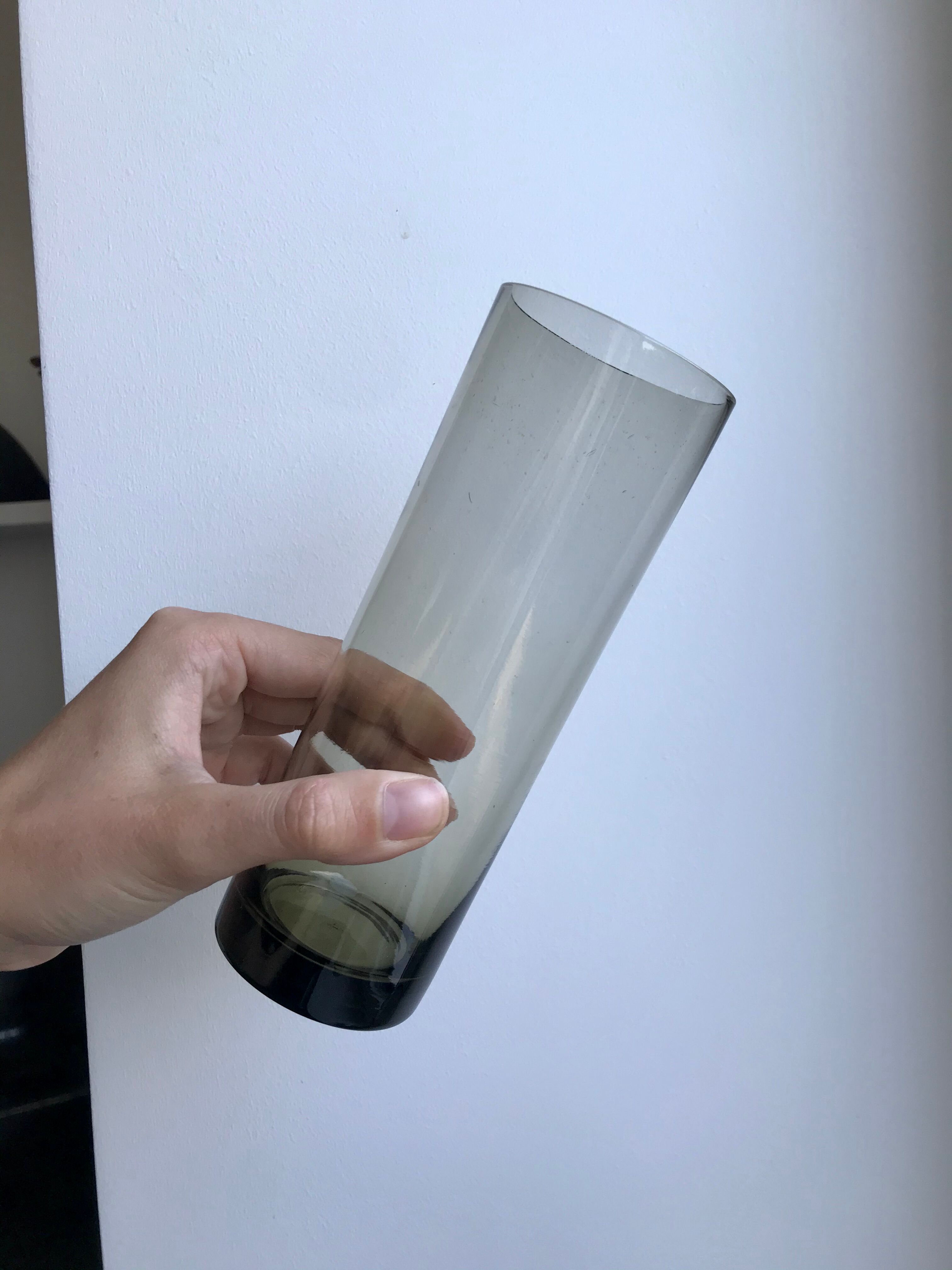 Set of 9 very large glasses in smoked glass 70s