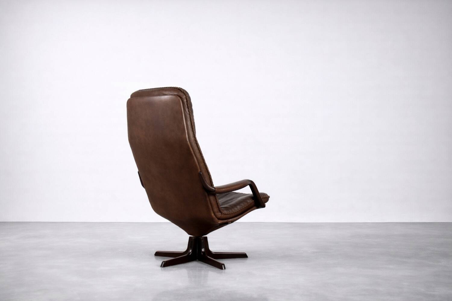 Vintage Mid-Century Danish Modern Leather Adjustable Easy Chair and Ottoman