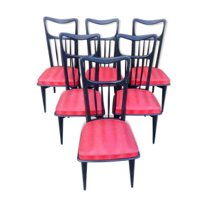6 chaises laquées noires