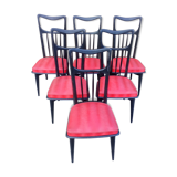 6 black lacquered chairs from the 1950