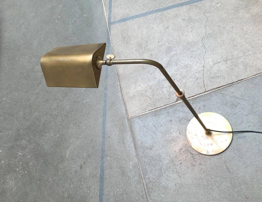 Vintage Hollywood Regency floor lamp in German brass by Florian Schulz.